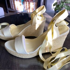 INC International Concepts Yellow Wedge Sandals